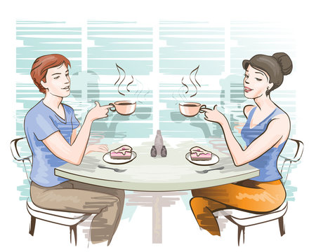 young couple at the cafe