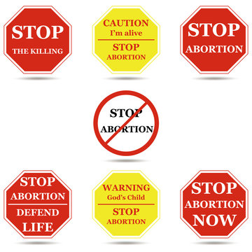 Stop abortion sign set isolated on white vector