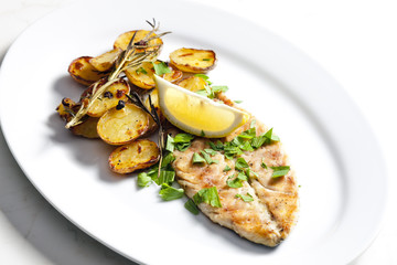 grilled mackerel with roasted potatoes