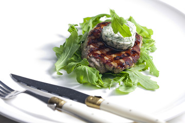 grilled beefsteak with herbal butter