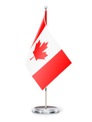 Canadian flag on flagstaff and support vector illustration