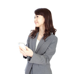 Beautiful business woman using a mobile phone. Portrait of asian