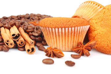Muffins and coffee beans
