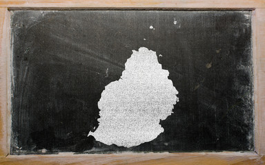 outline map of mauritius on blackboard