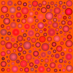 3d glossy abstract red bubble pattern in multiple red on orange