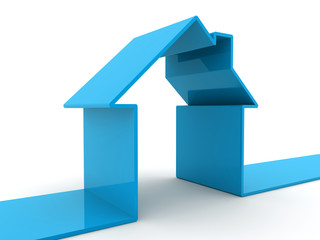 Blue house on white background