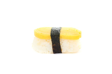 egg sushi isolated in white background