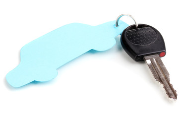 Car key with charm isolated on white