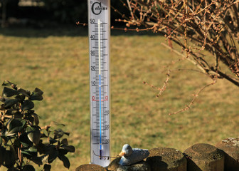 Thermometer showing spring temperatures
