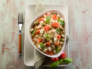 vegetarian rice salad with tofu and brown rice
