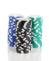 Casino chips isolated on white