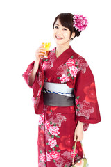 Beautiful kimono woman. Portrait of asian woman.