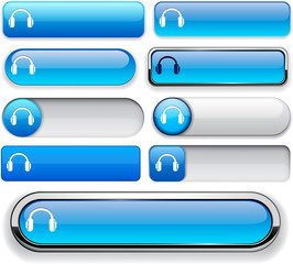 Headphones high-detailed web button collection.