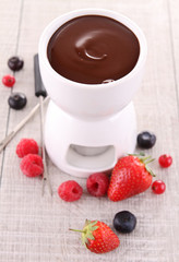 chocolate fondue and fruits