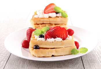 waffle and strawberries
