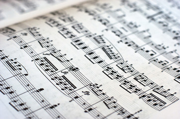 Naklejka premium Música, partitura, notas musicales