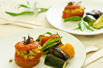 stuffed tomatoes with roasted vegetables