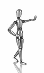 Gliederpuppe Silber - stehend isoliert 04