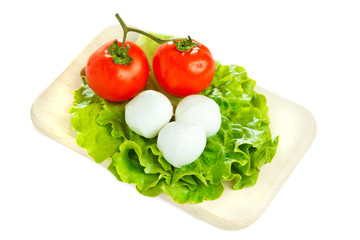 Mozarella cheese with tomato and salad