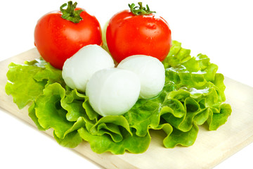 Cheese with tomato and salad