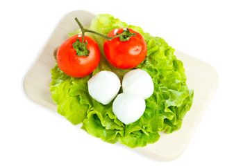 Cheese with tomato and salad