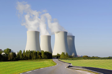 Picturesque nature landscape with nuclear power plant. - 41292798
