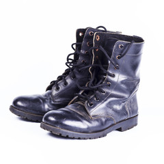 Military  boots at Through use.