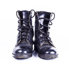 Military  boots at Through use.
