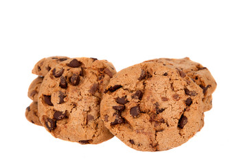 Cookies with chocolate drops isolated