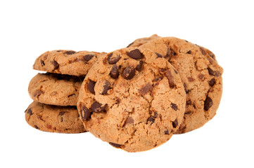 Cookies with chocolate drops isolated