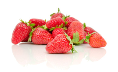 a bunch of strawberries on a white background