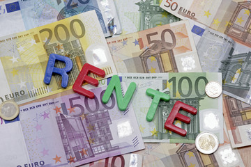 word rente on the money background