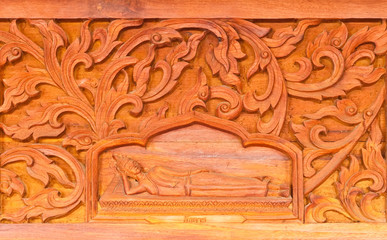 Traditional Thai style wood carving in Thai temple ,Generality i
