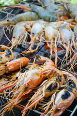 grilled fresh shrimp on the stove