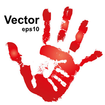 Fototapeta Vector conceptual woman and child hand print