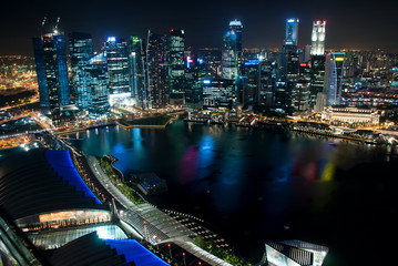 Business center of Singapore at night