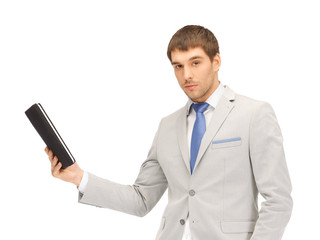 calm man with tablet pc computer