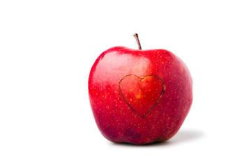 Red apple with a heart symbol