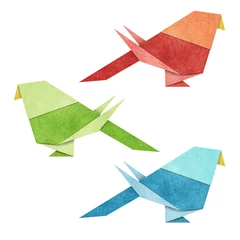 Photo sur Plexiglas Animaux géométriques Perruche zèbre origami en papier recyclé