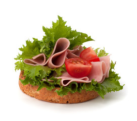 healthy sandwich with vegetable and smoked ham