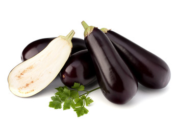 eggplant or aubergine and parsley leaf