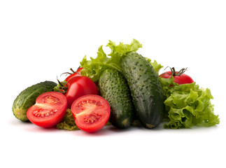 Tomato, cucumber vegetable and lettuce salad