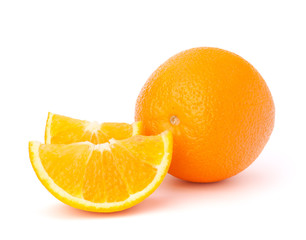 Sliced orange fruit segments  isolated on white background
