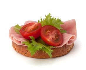 healthy sandwich with vegetable and smoked ham