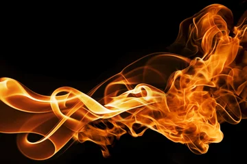 Photo sur Plexiglas Flamme feu et fumée sur fond noir