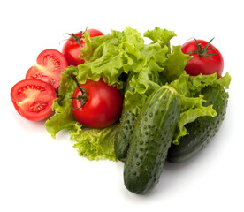 Tomato, cucumber vegetable and lettuce salad