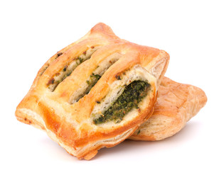 Puff pastry bun isolated on white background.
