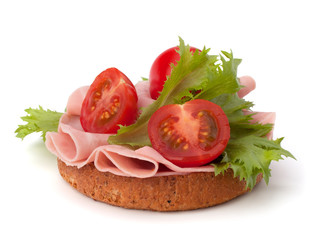 healthy sandwich with vegetable and smoked ham