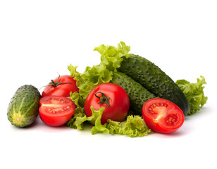 Tomato, cucumber vegetable and lettuce salad