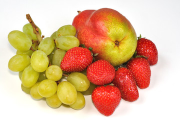 Naklejka na ściany i meble Pear with strawberries and grape